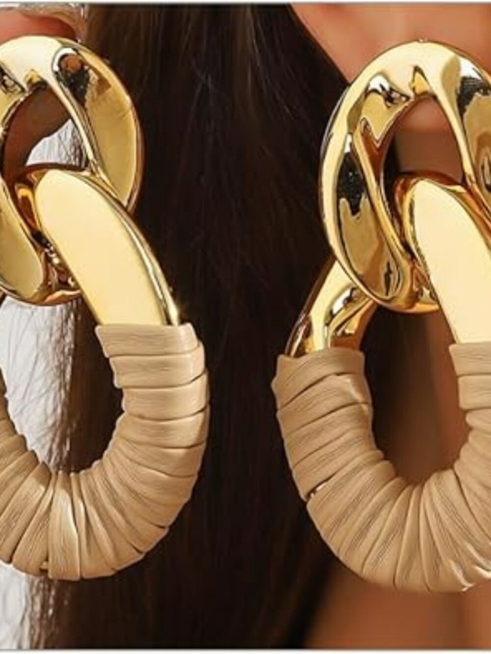 Stunning Chunky Gold Acrylic Chain Statement Earrings Exaggerated Thick Chain